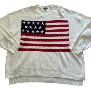 Falls Creek White American Flag Graphic Crewneck Sweater